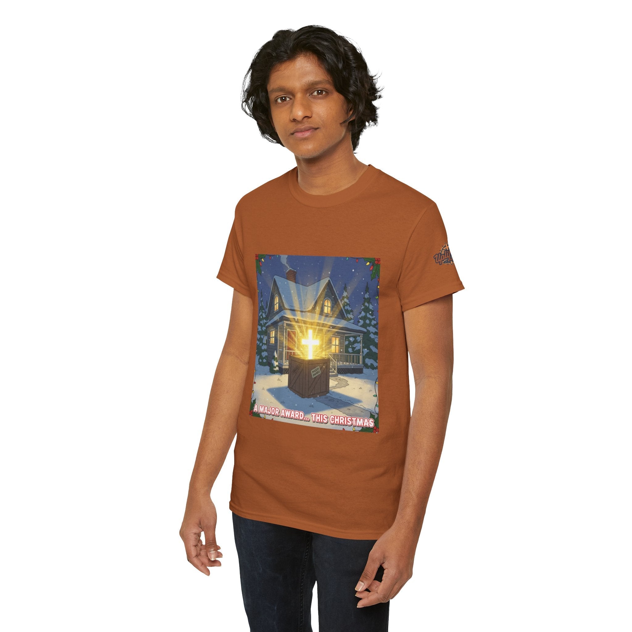 A Major Award This Christmas T-shirt – Fragile Leg Lamp Parody Cross Unboxing Christian T-shirt for Hilarious Faith & Holiday Glow Printify