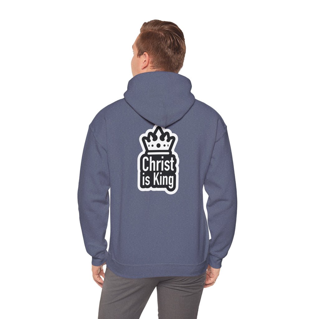 Christ is King Hoodie – Bold Crown & Cross Christian Sweatshirt for Unshakable Faith Printify