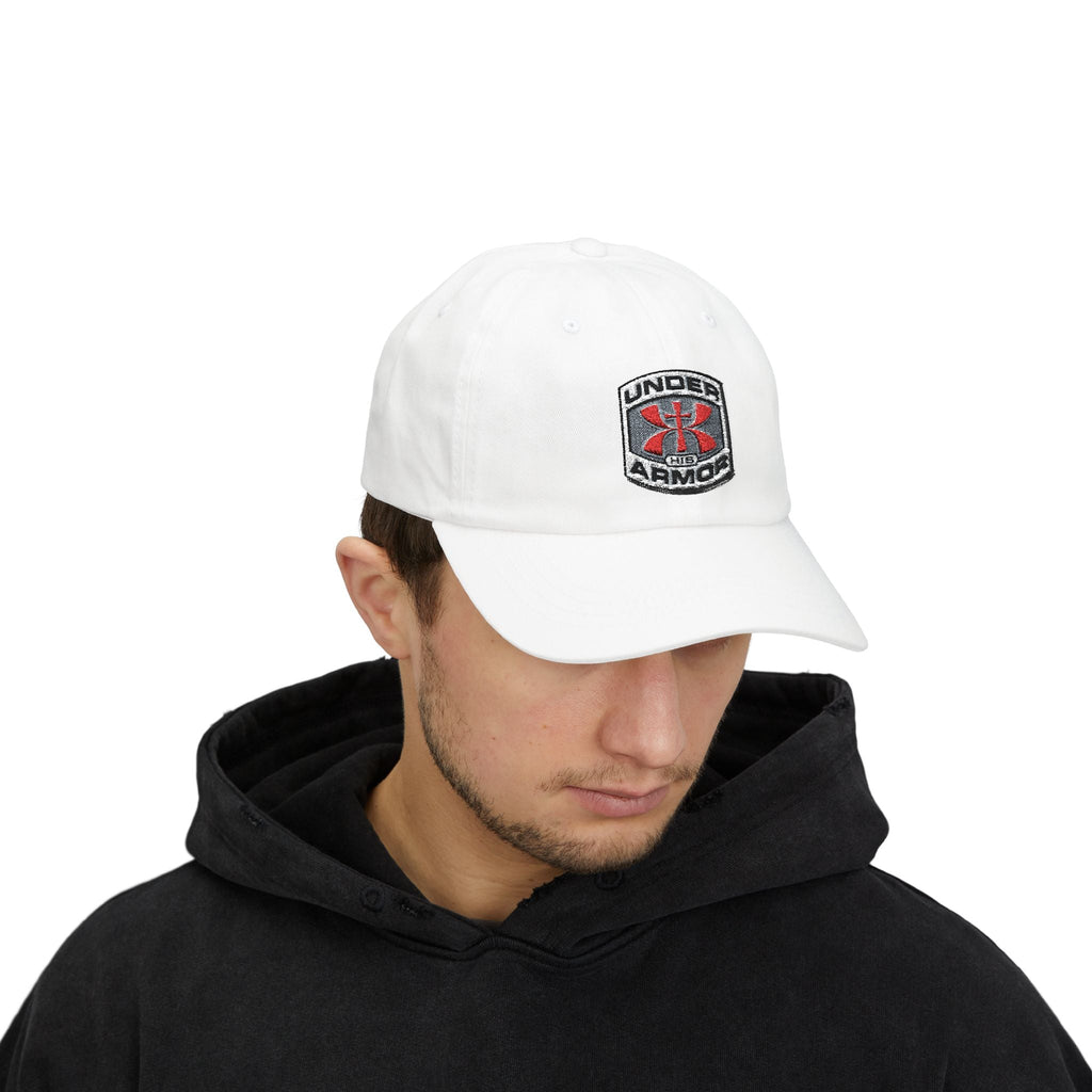 Under Armor Classic Dad Cap - Embroidered White Baseball Hat Printify