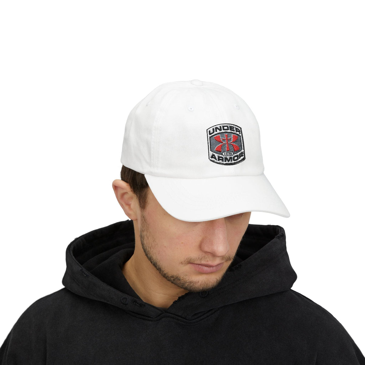 Under Armor Classic Dad Cap - Embroidered White Baseball Hat Printify