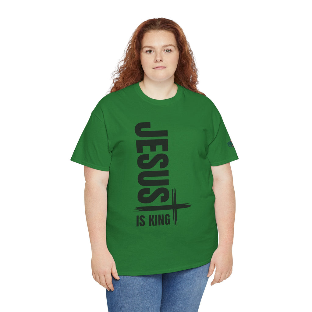 Jesus Is King T-shirt | Modern Typographic Cross Christian T-shirt Printify