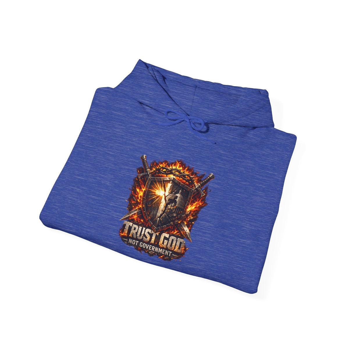 Trust God Not Government Shield Hoodie — Patriotic Christian Faith Hoodie Printify