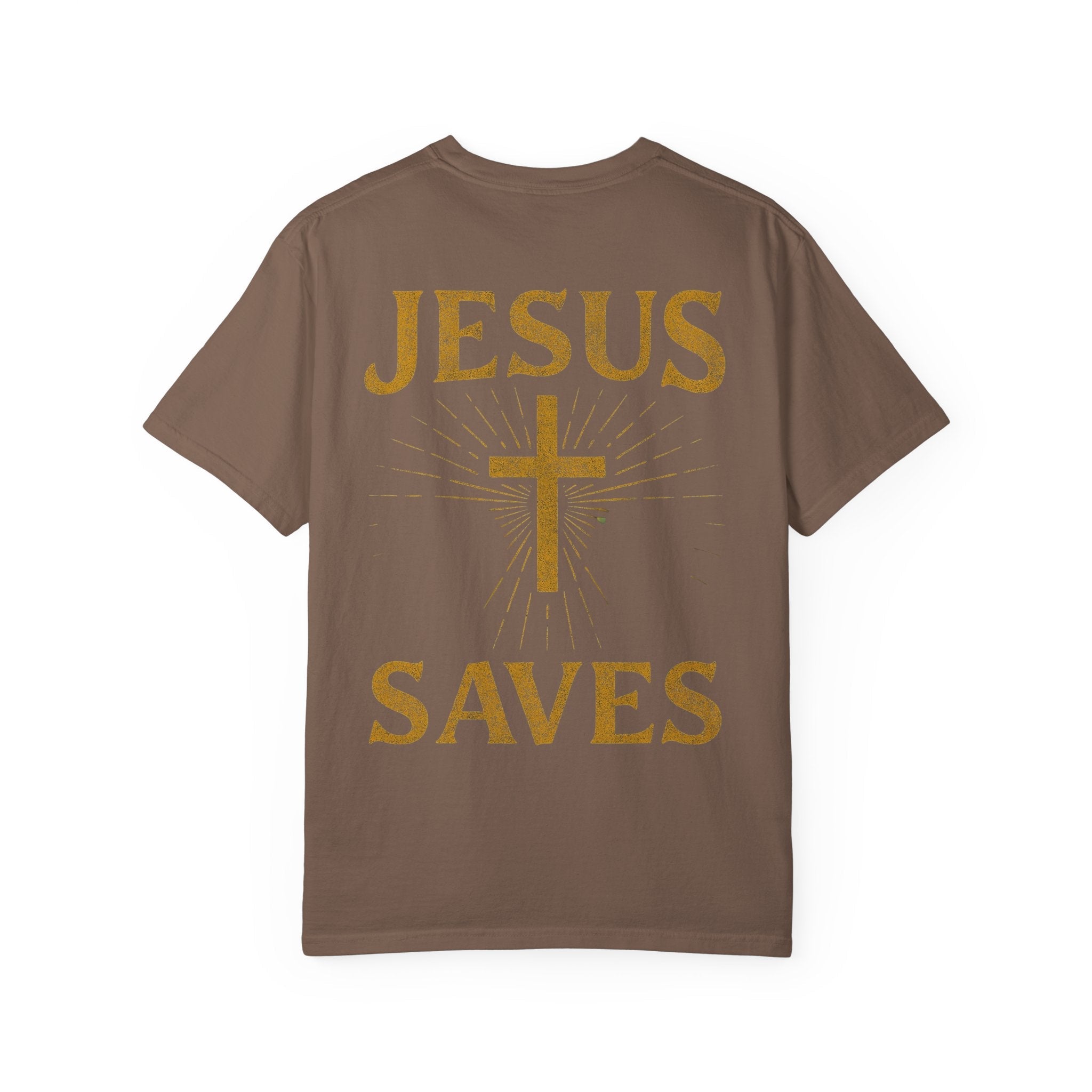 Jesus Saves T-shirt – Radiant Cross & Rays of Light Christian T-shirt for Eternal Hope & Faith Printify