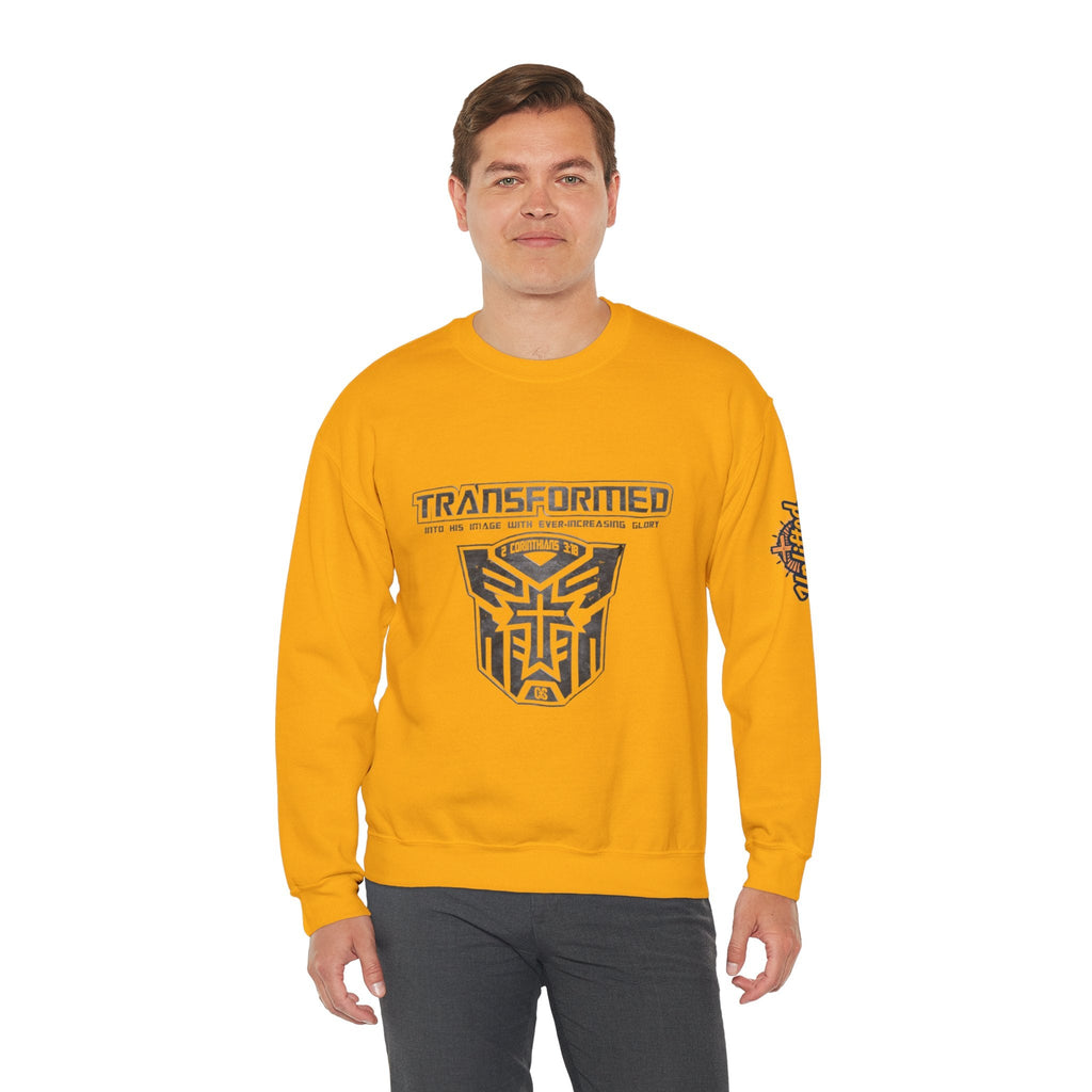 Transformer Logo Christian Sweatshirt | 2 Corinthians 3:18 Bible Verse Sweatshirt Printify
