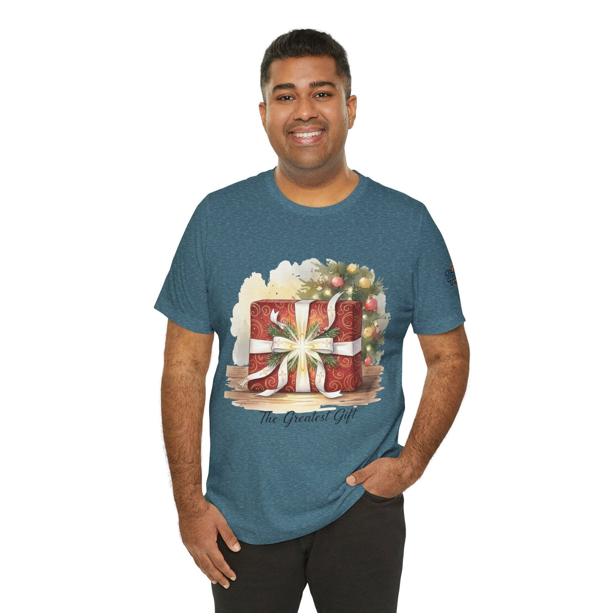 The Greatest Gift T-shirt – Cross Bow Present Christian T-shirt for Christmas Salvation & Eternal Faith Printify