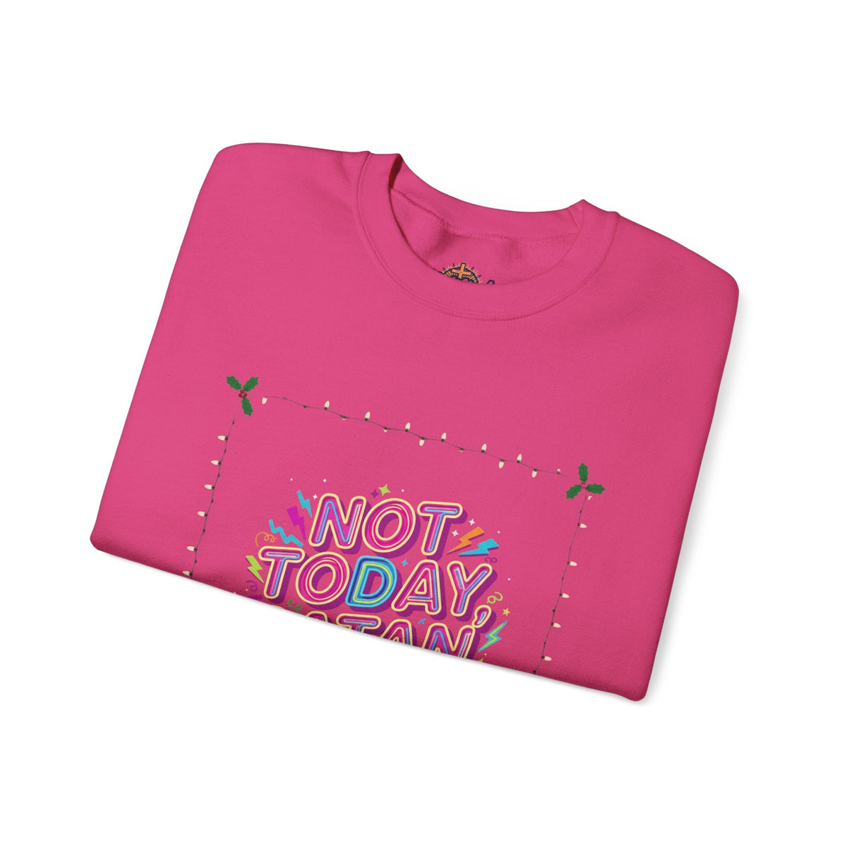 🔥 Not Today, Satan – Retro 90s Christian Sweatshirt | Neon Faith Tee | Funky Cartoon Devil | Bold Bible Verse Shirt | Uplifted Gear Printify