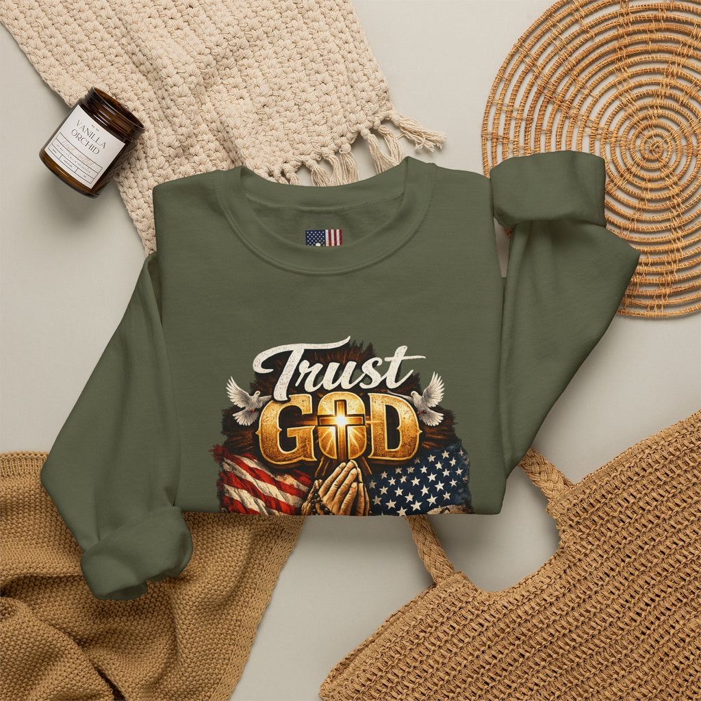 Trust God Not Government Sweatshirt — Vintage Patriotic Christian Sweatshirt Printify