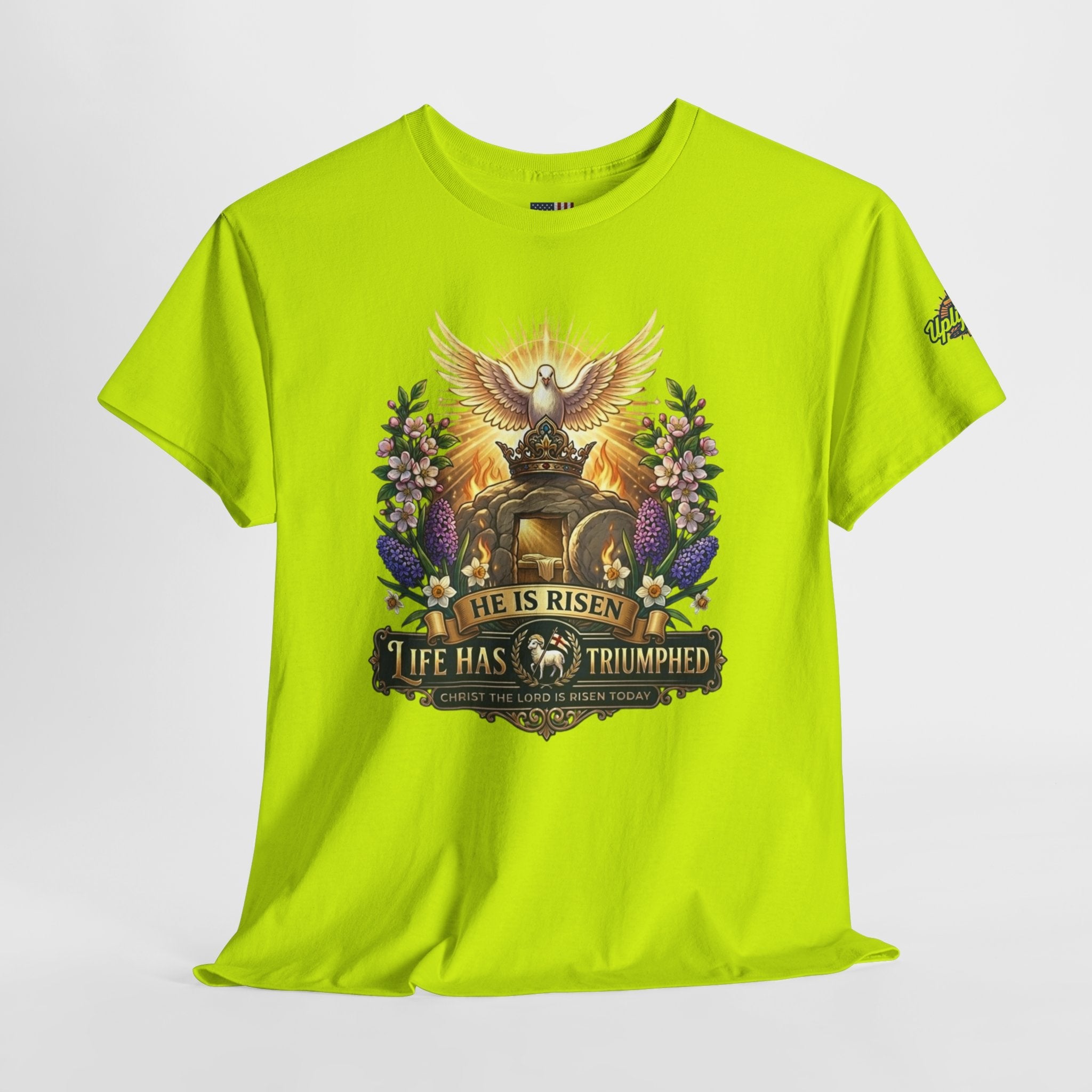 He Is Risen "Life Has Triumphed" T-Shirt — Easter Resurrection Christian Tee Printify