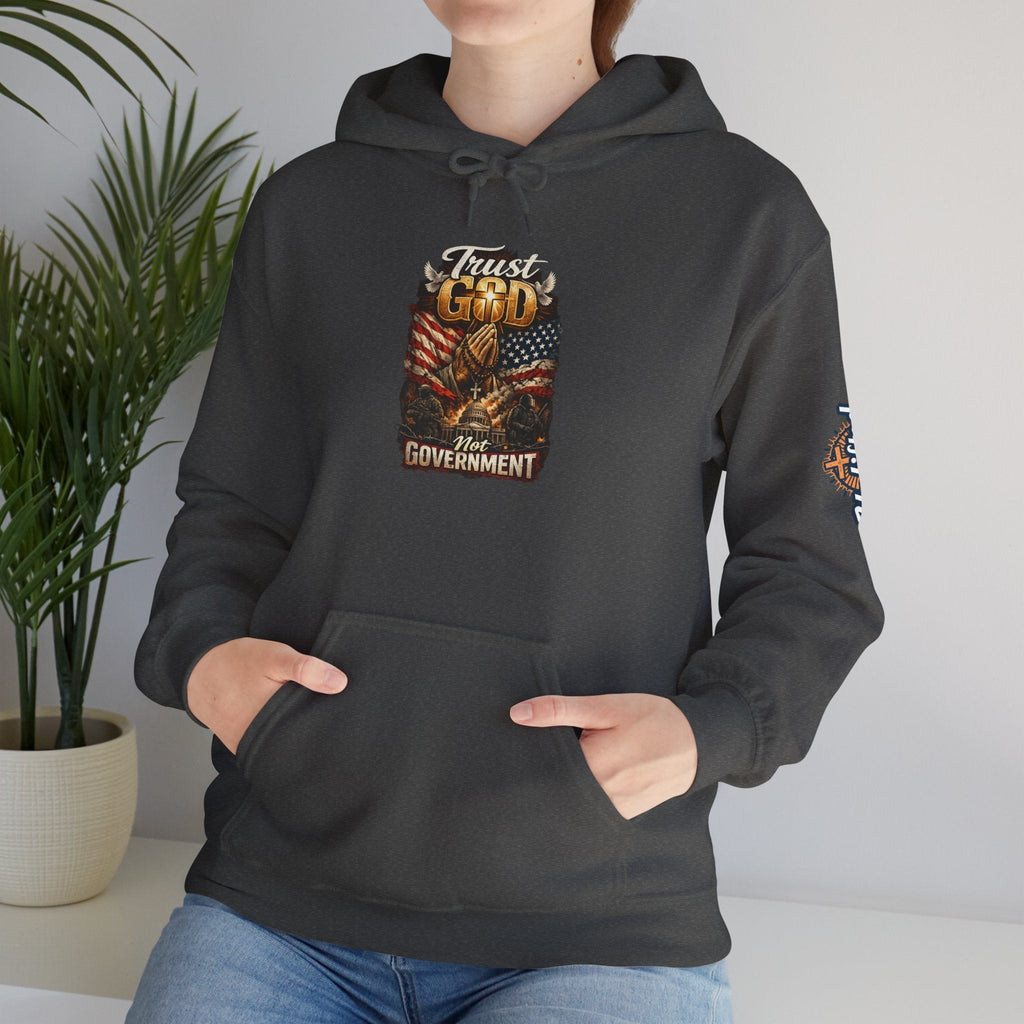 Trust God Not Government Hoodie — Vintage Patriotic Christian Hoodie Printify