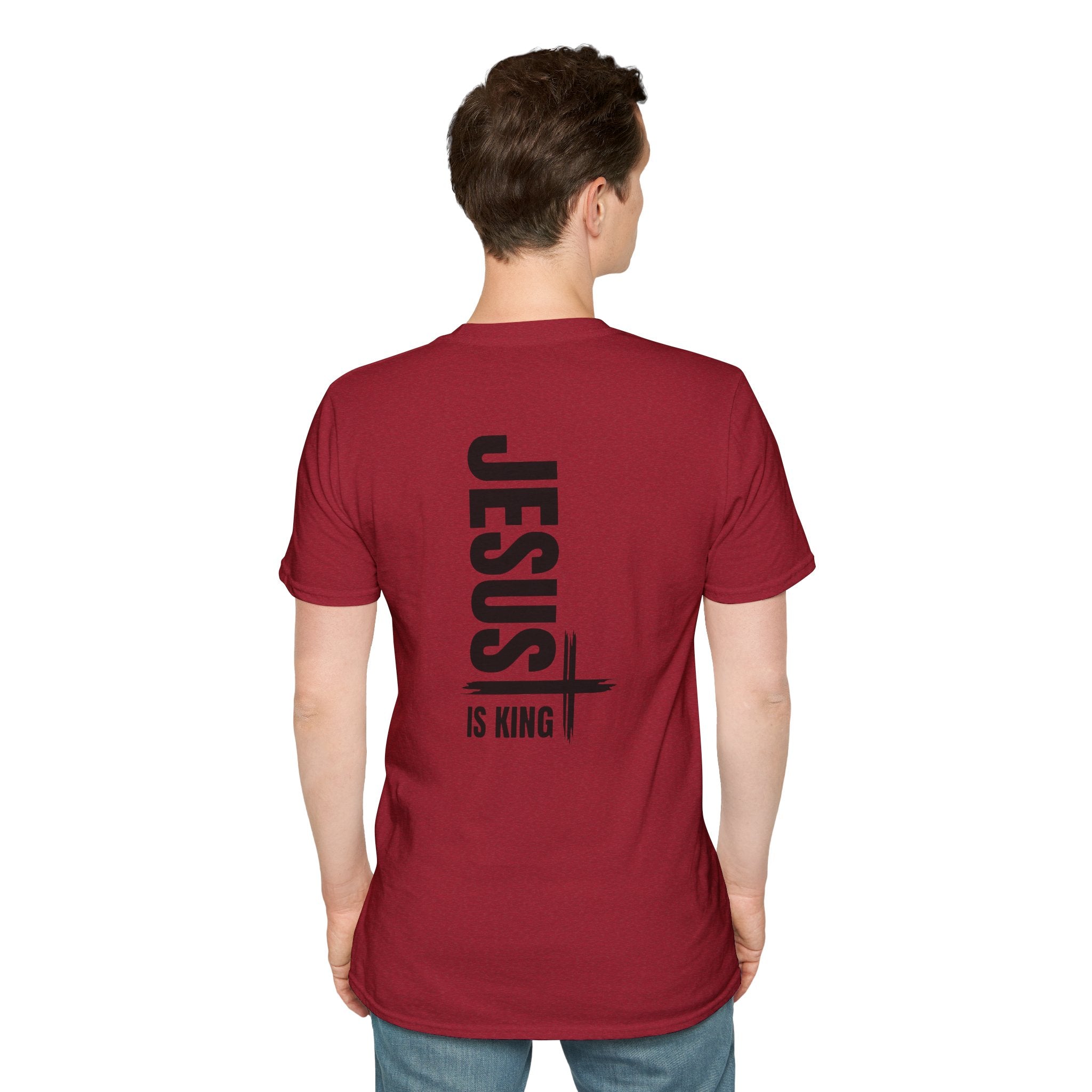 Jesus Is King T-shirt | Modern Typographic Cross Christian T-shirt Printify