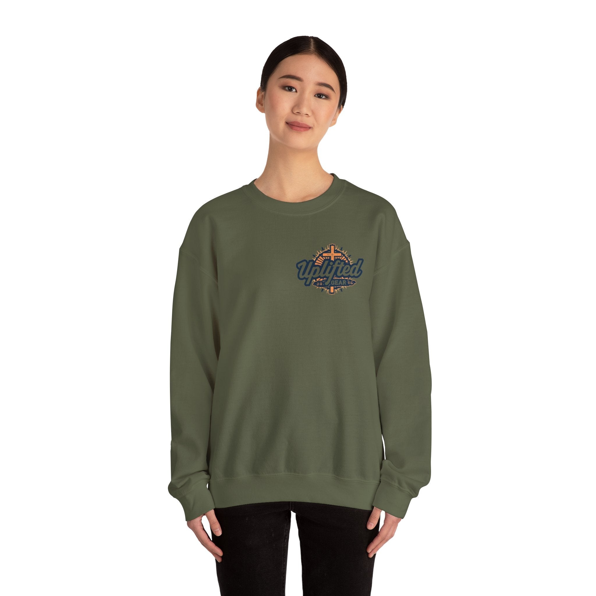 ✨ Chosen. Loved. Redeemed. – Elegant Christian Sweatshirt | Gold Foil Faith Tee | Subtle Cross & Heart Design | Inspirational Bible Verse Apparel by Uplifted Gear Printify
