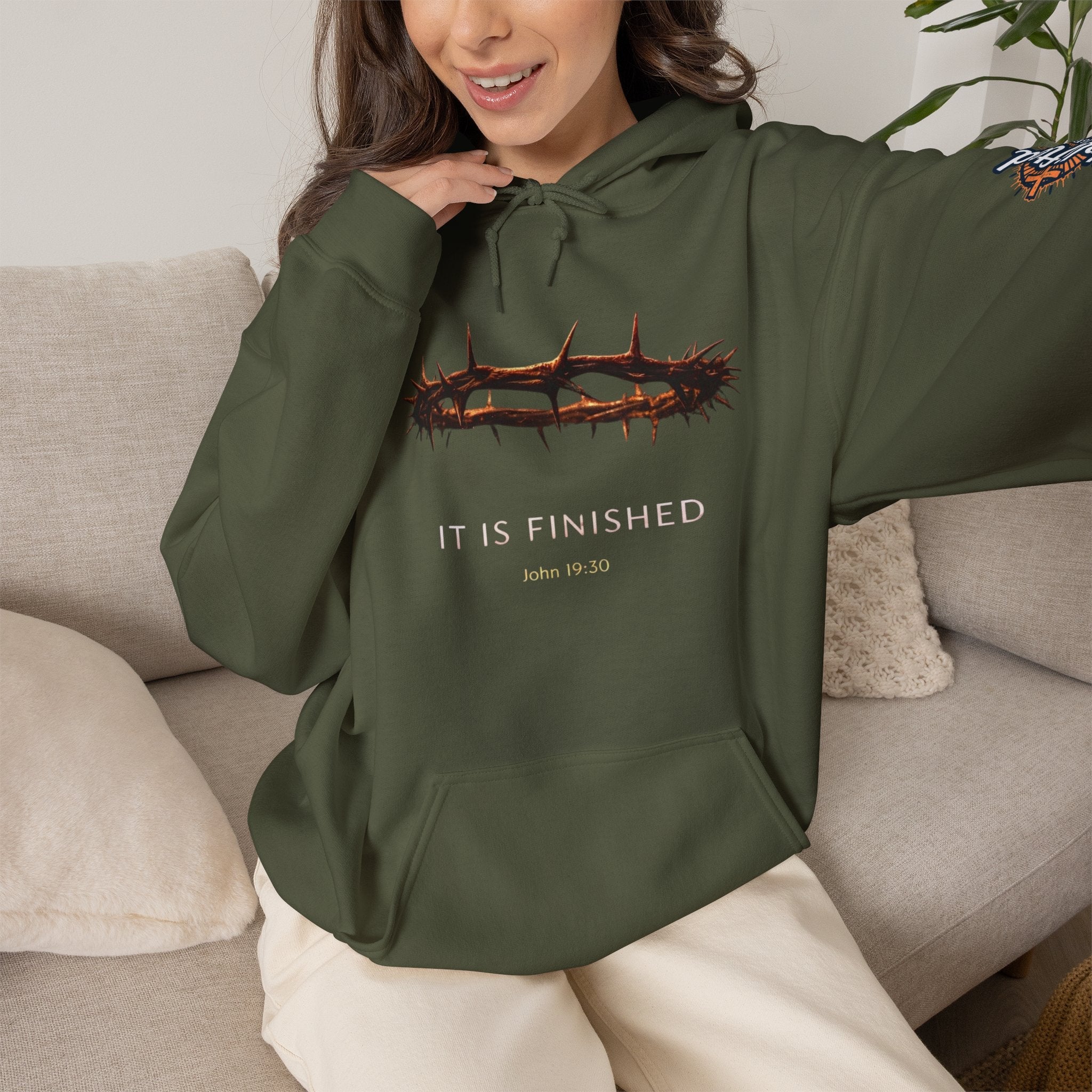 It Is Finished Crown of Thorns Hoodie — Christian John 19:30 Faith Hoodie Printify