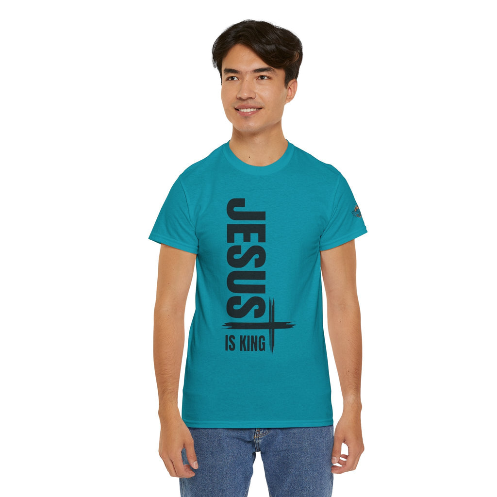 Jesus Is King T-shirt | Modern Typographic Cross Christian T-shirt Printify