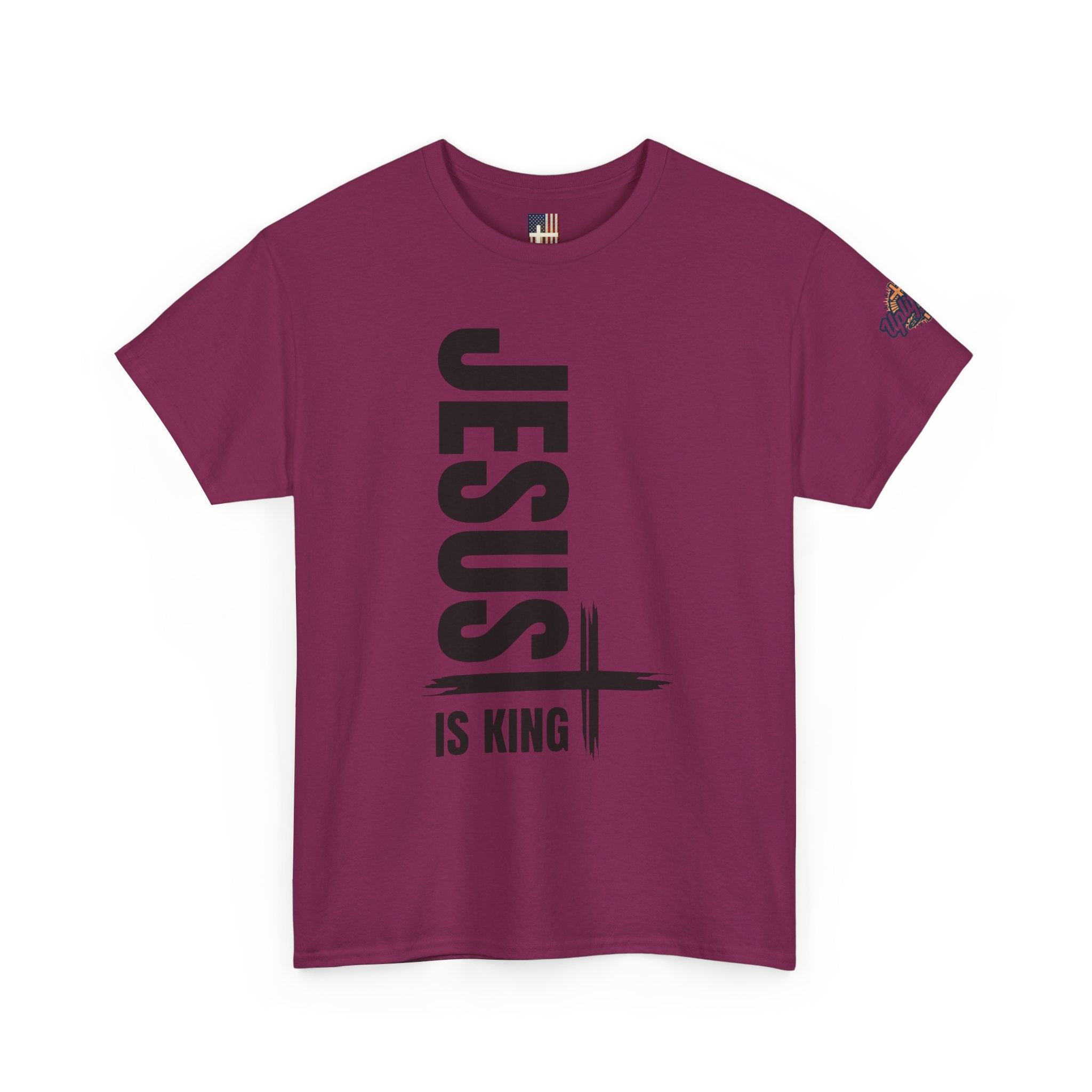 Jesus Is King T-shirt | Modern Typographic Cross Christian T-shirt Printify