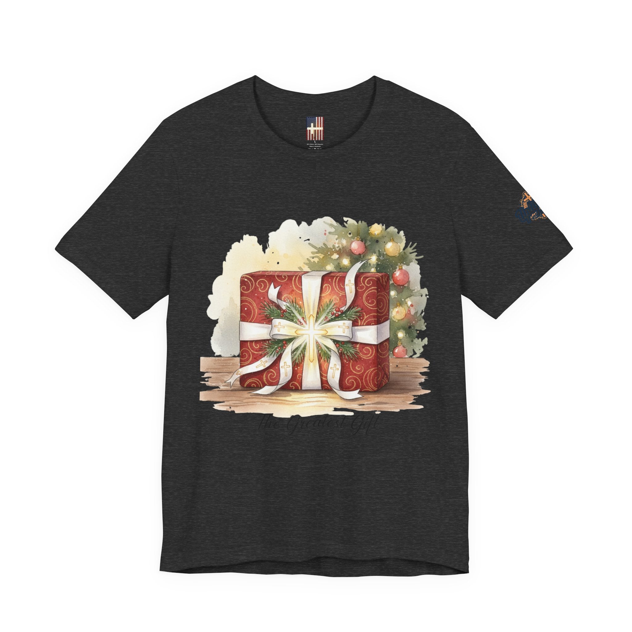 The Greatest Gift T-shirt – Cross Bow Present Christian T-shirt for Christmas Salvation & Eternal Faith Printify