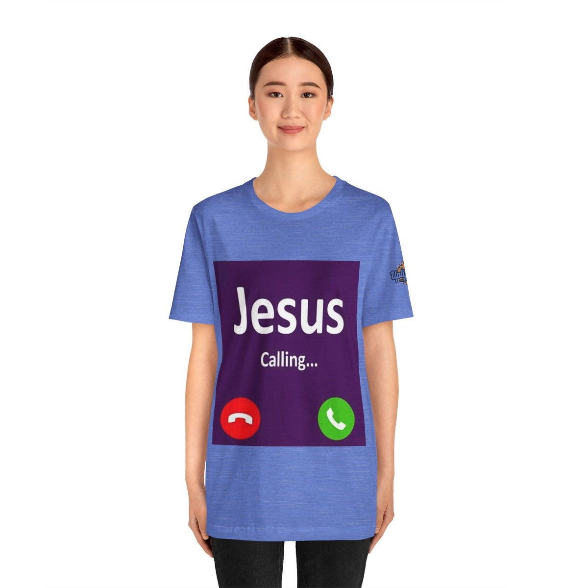 Jesus Calling T-shirt – Funny Cell Phone Screen Christian T-shirt for Divine Connection & Faith Humor Printify