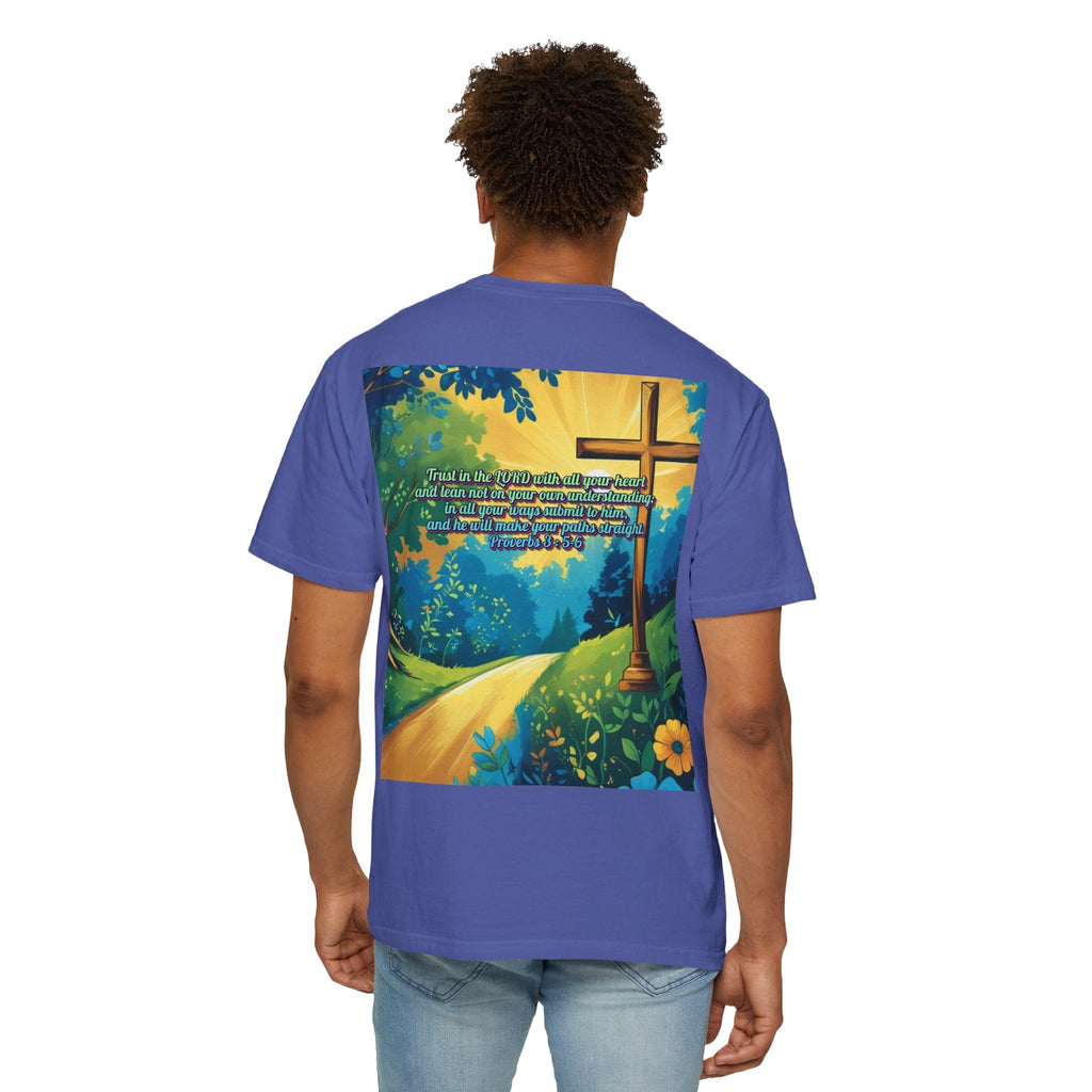 Trust in The Lord Proverbs 3:5-6 Biblical Design Unisex Garment-Dyed T-shirt Printify