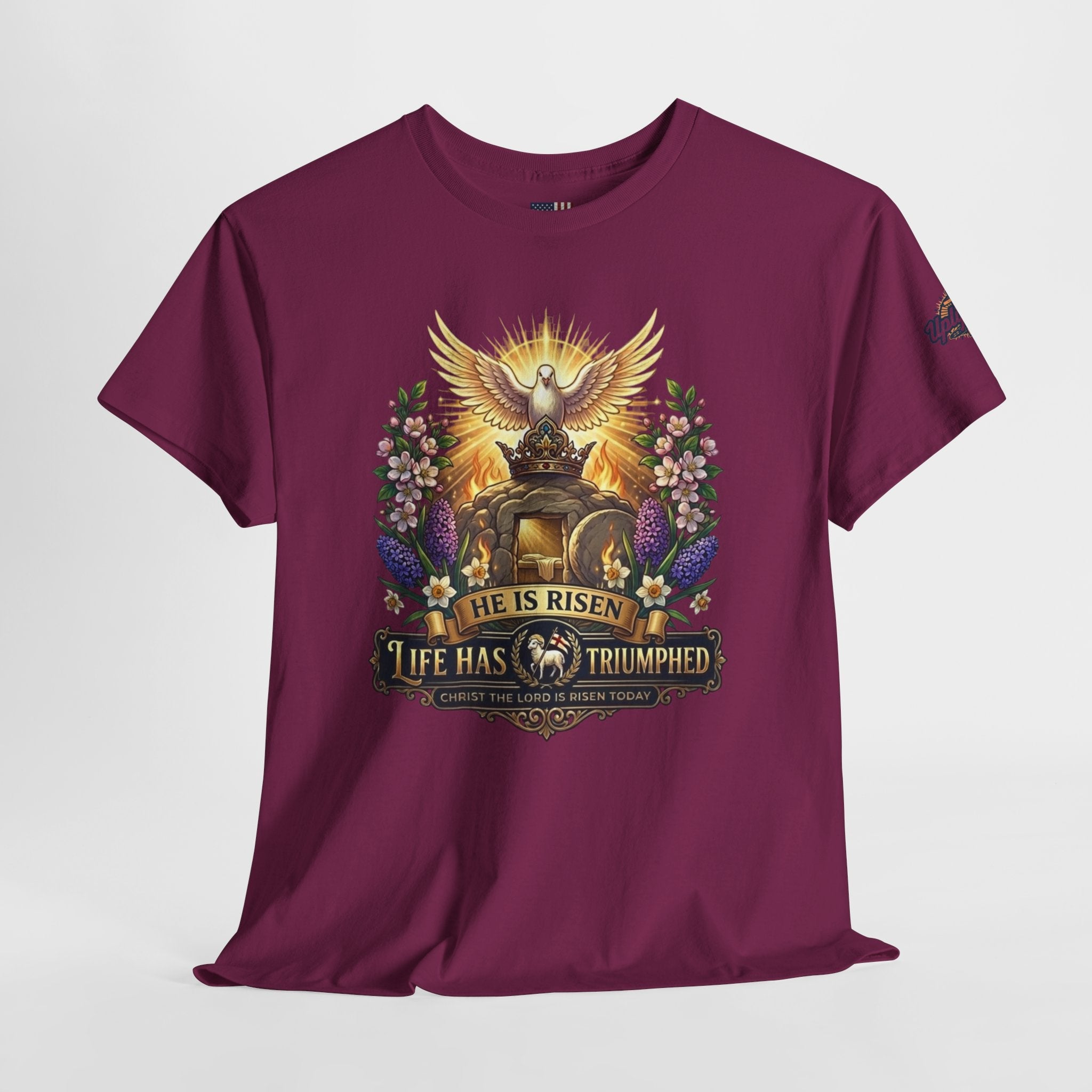 He Is Risen "Life Has Triumphed" T-Shirt — Easter Resurrection Christian Tee Printify
