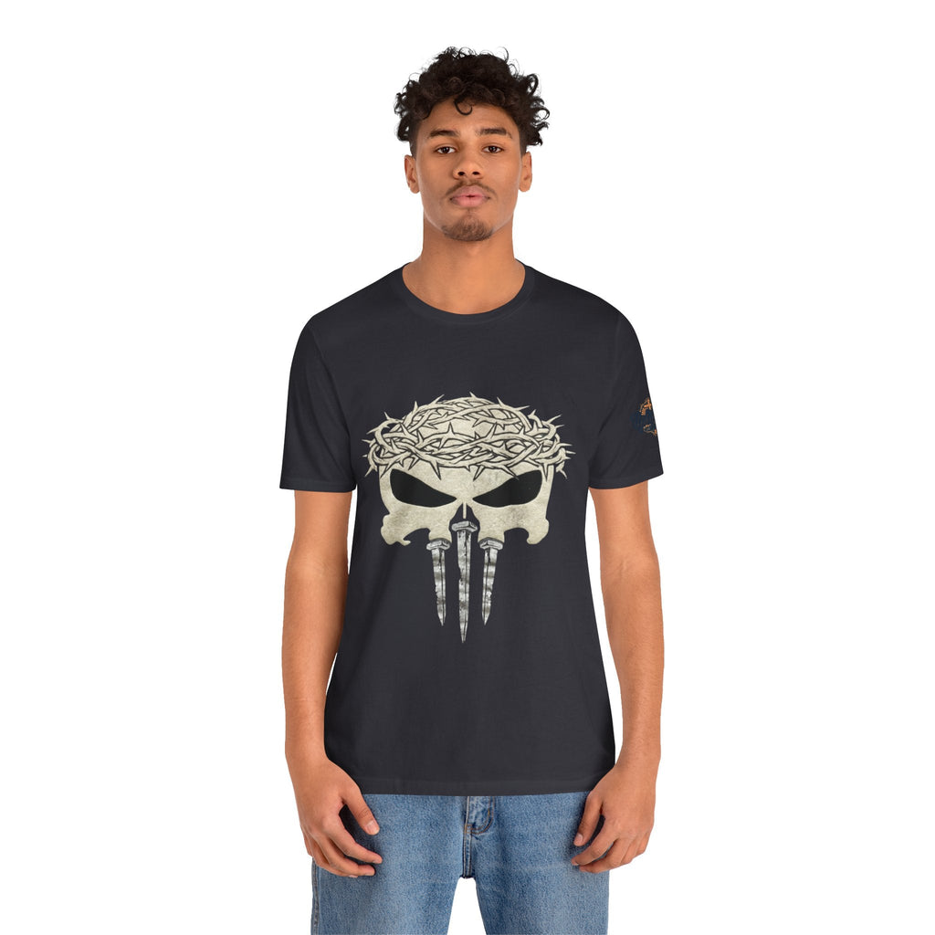 Christian Skull T-shirt - Crown of Thorns & Nails - Warrior Faith T-shirt Printify