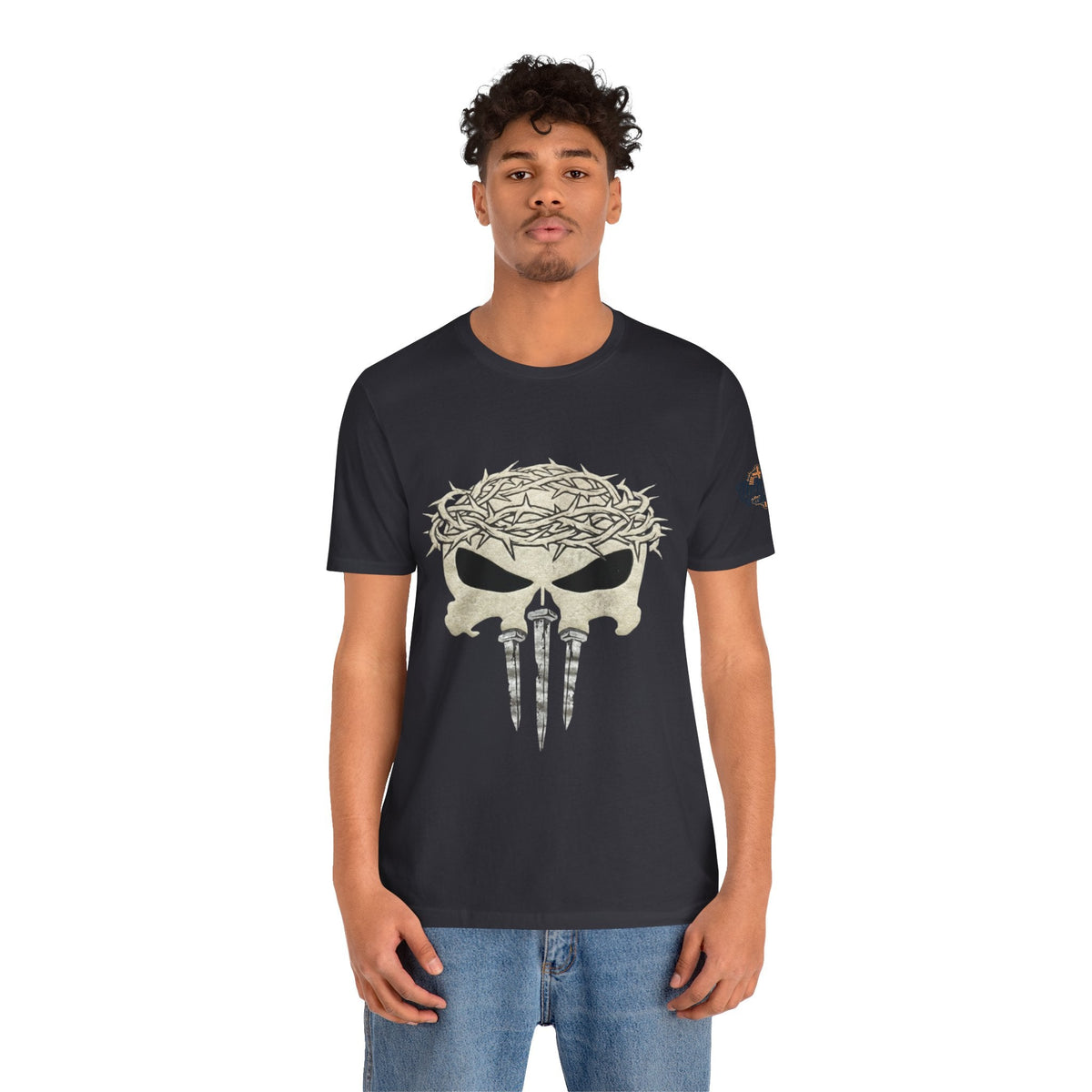 Christian Skull T-shirt - Crown of Thorns & Nails - Warrior Faith T-shirt Printify