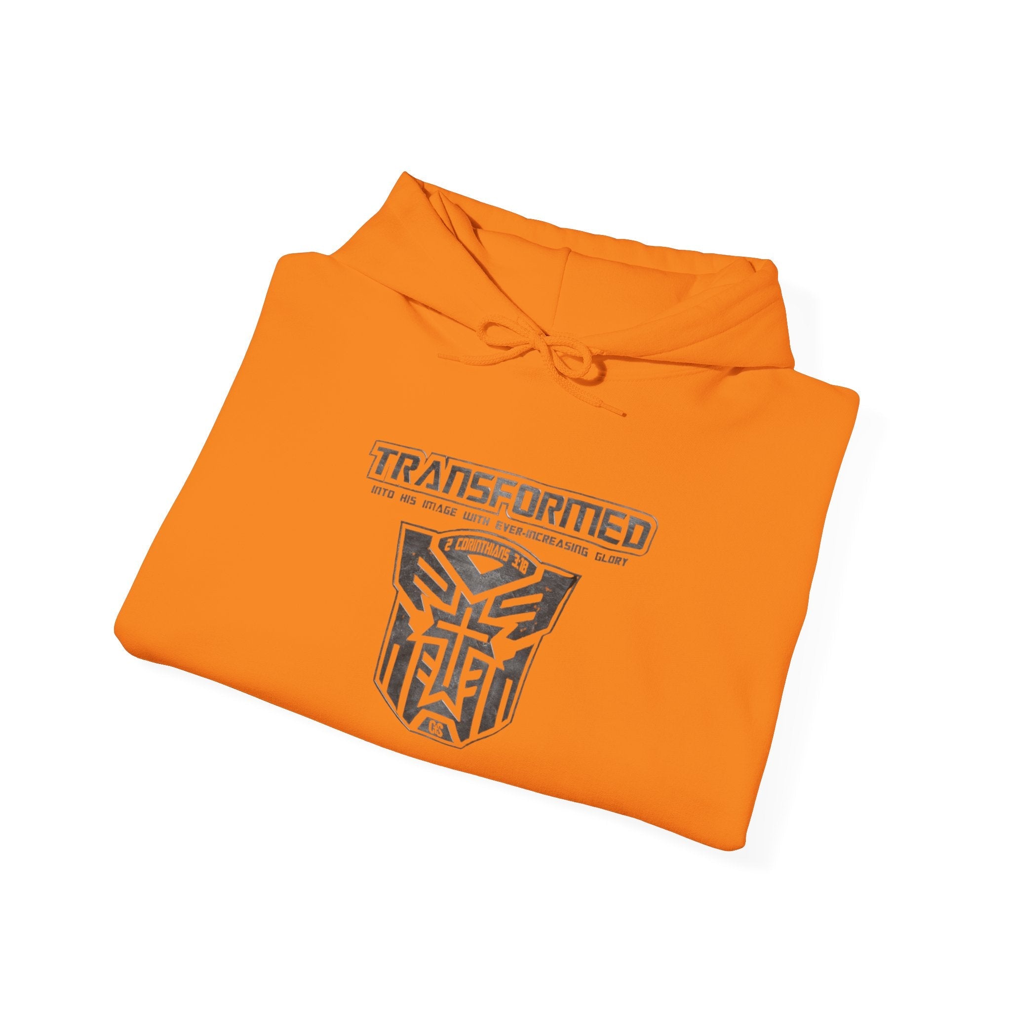 Transformer Logo Christian Hoodie | 2 Corinthians 3:18 Bible Verse Hoodie Printify
