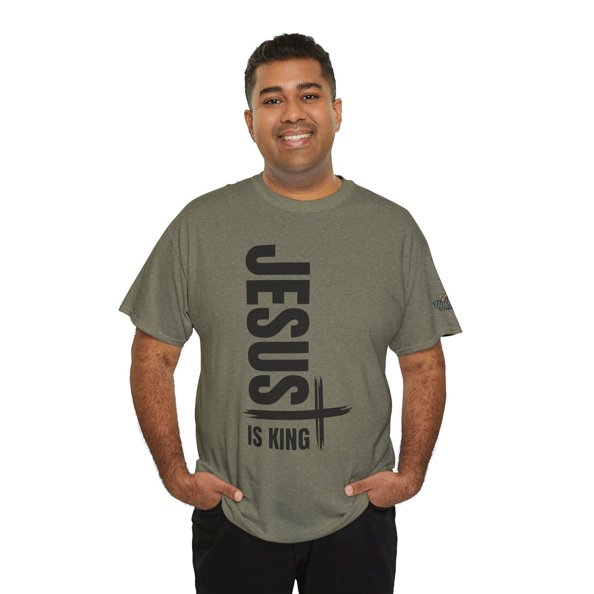 Jesus Is King T-shirt | Modern Typographic Cross Christian T-shirt Printify