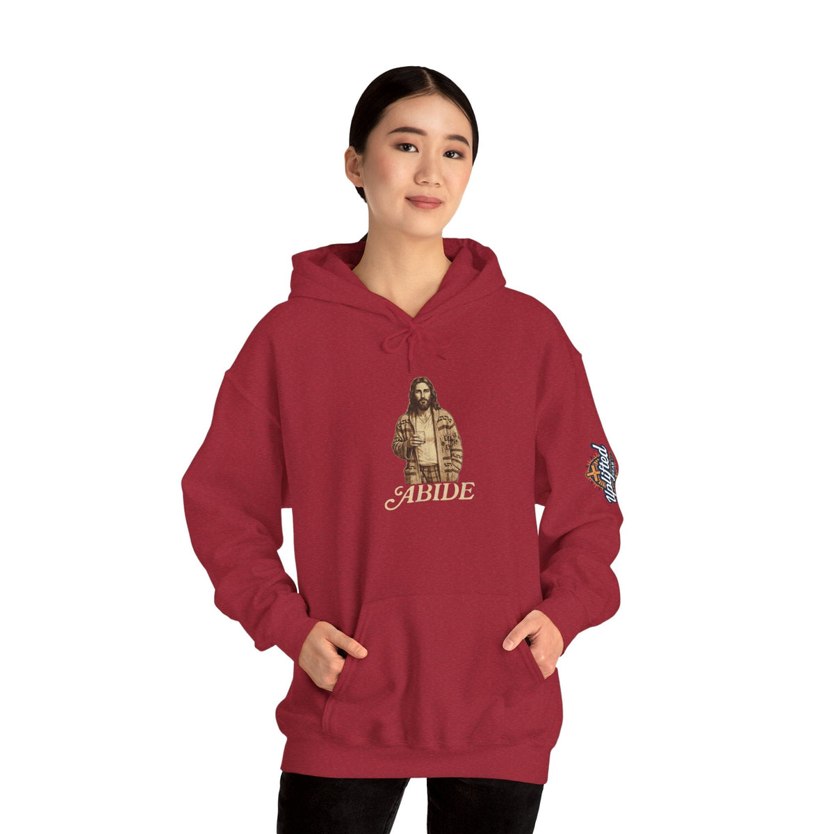 Abide Jesus Hoodie — Vintage 'The Dude' Religious Graphic Hoodie Printify