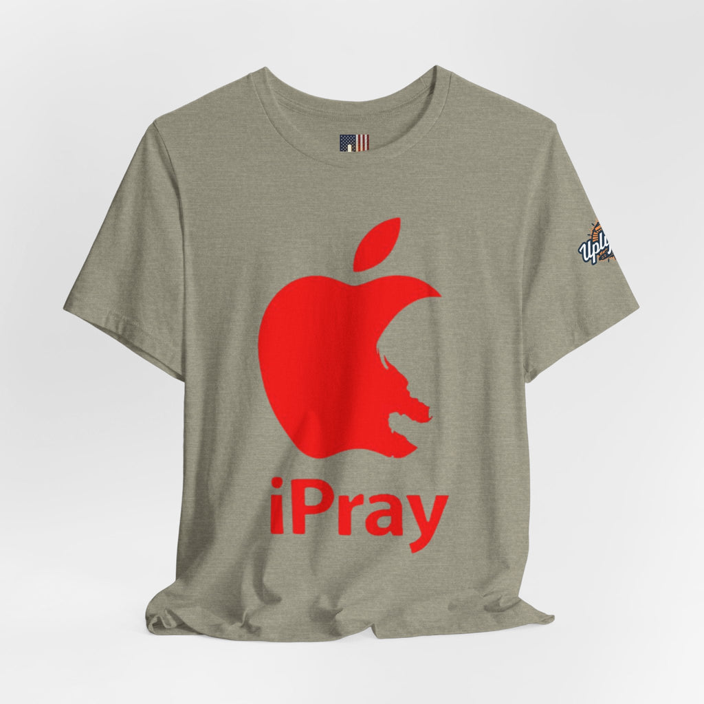 iPray Red Apple Christian T-Shirt — Faith Graphic Tee Printify