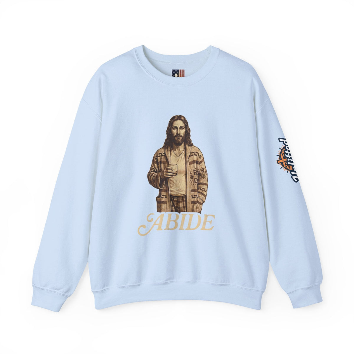 Abide Jesus Sweatshirt — Vintage 'The Dude' Religious Graphic Sweatshirt Printify