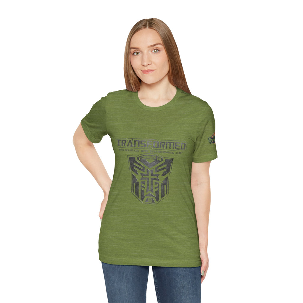Transformer Logo Christian T-shirt | 2 Corinthians 3:18 Bible Verse T-shirt Printify