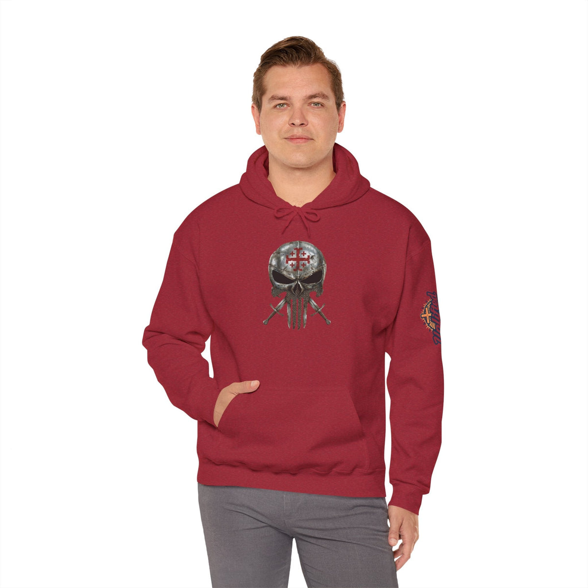 Crusader Knight Christian Skull Hoodie - Warrior Armor of God Hoodie Printify