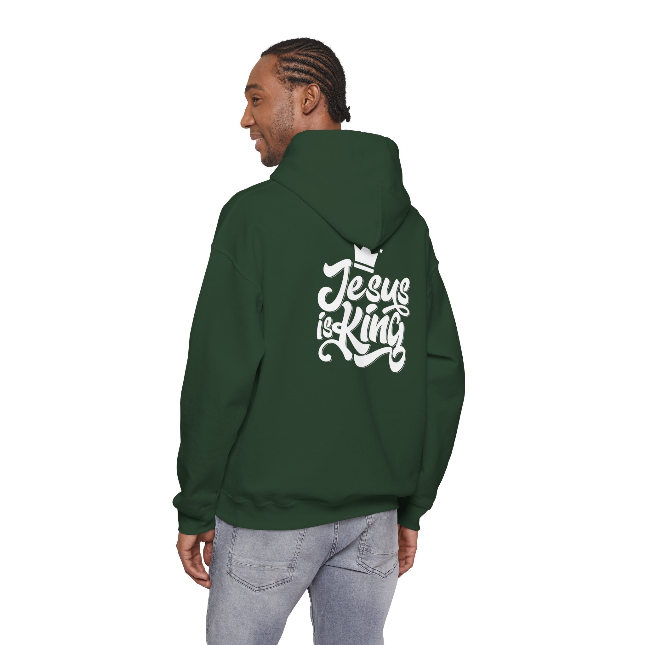 Jesus is King Hoodie – Bold Crown & Cross Christian Sweatshirt for Eternal Reign & Cozy Faith Printify