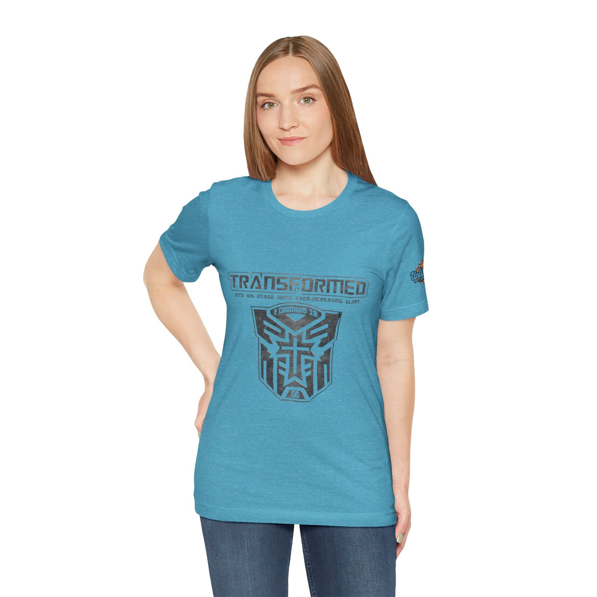 Transformer Logo Christian T-shirt | 2 Corinthians 3:18 Bible Verse T-shirt Printify
