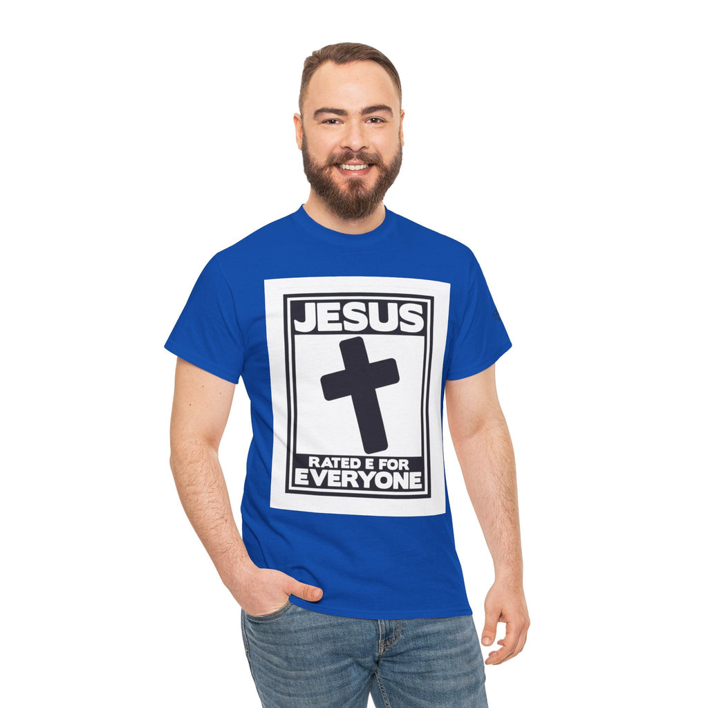 Jesus, Rated E for Everyone T-shirt - Gamer Faith T-shirt - Christian Video Game Parody Printify