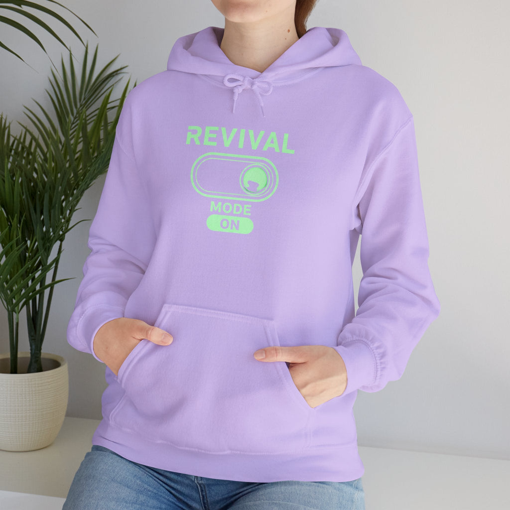 🔥 Revival Mode: ON – Christian Techwear Hoodie | Glowing Green Faith Switch | Futuristic Jesus Shirt | Activate Your Spiritual Awakening | Uplifted Gear Printify