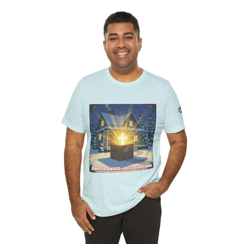 A Major Award This Christmas T-shirt – Fragile Leg Lamp Parody Cross Unboxing Christian T-shirt for Hilarious Faith & Holiday Glow Printify