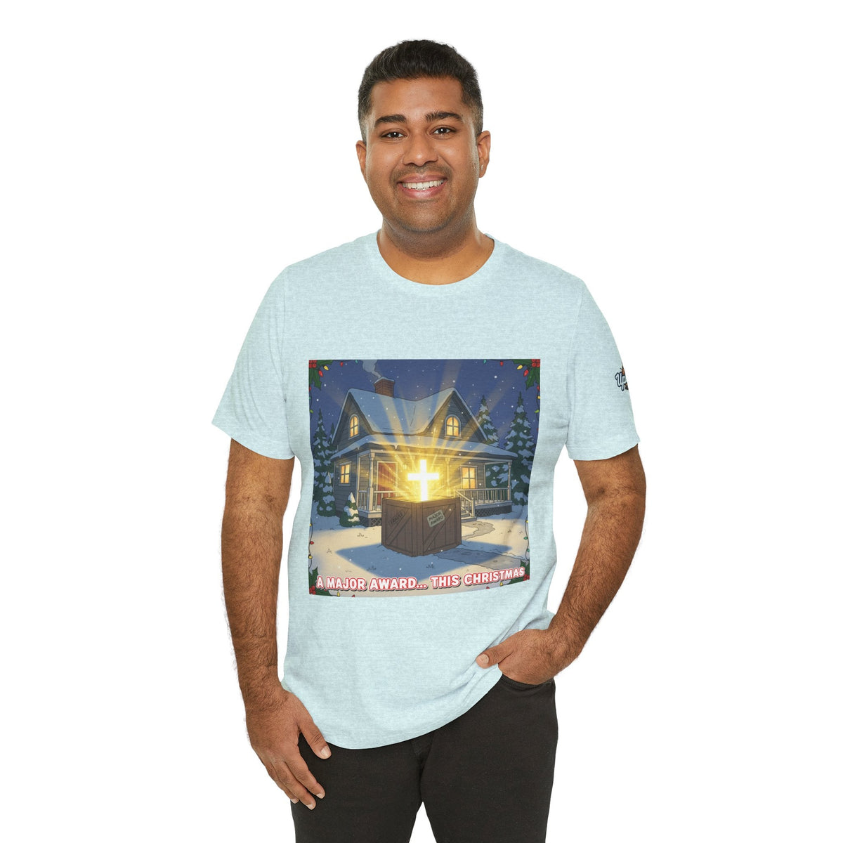 A Major Award This Christmas T-shirt – Fragile Leg Lamp Parody Cross Unboxing Christian T-shirt for Hilarious Faith & Holiday Glow Printify