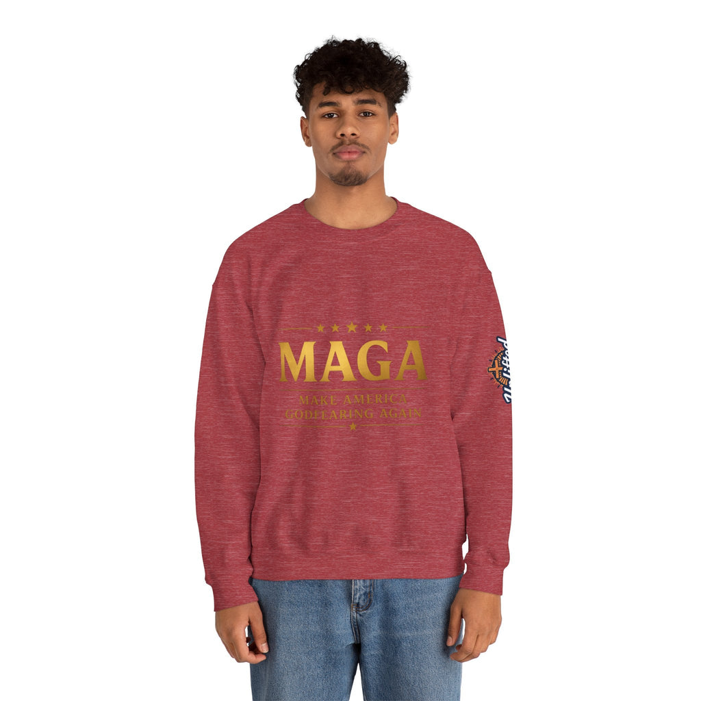 Sweatshirt — "MAGA Make America Godfearing Again" Gold Logo Crewneck Printify