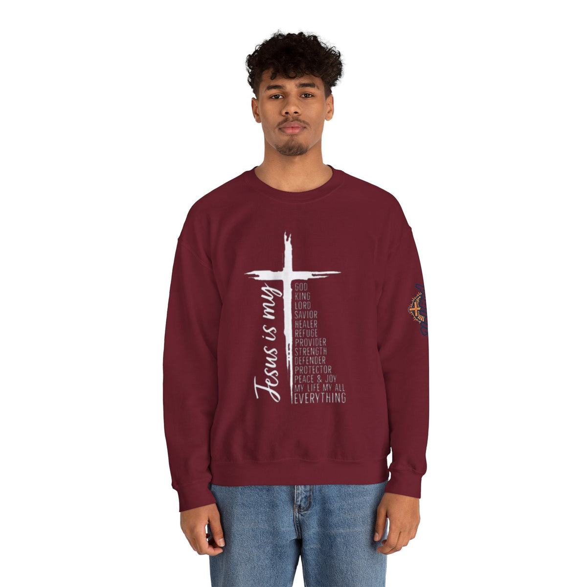 Jesus Is My Everything Sweatshirt – Cross List God King Lord Savior Christian Sweatshirt for Total Surrender Faith Printify