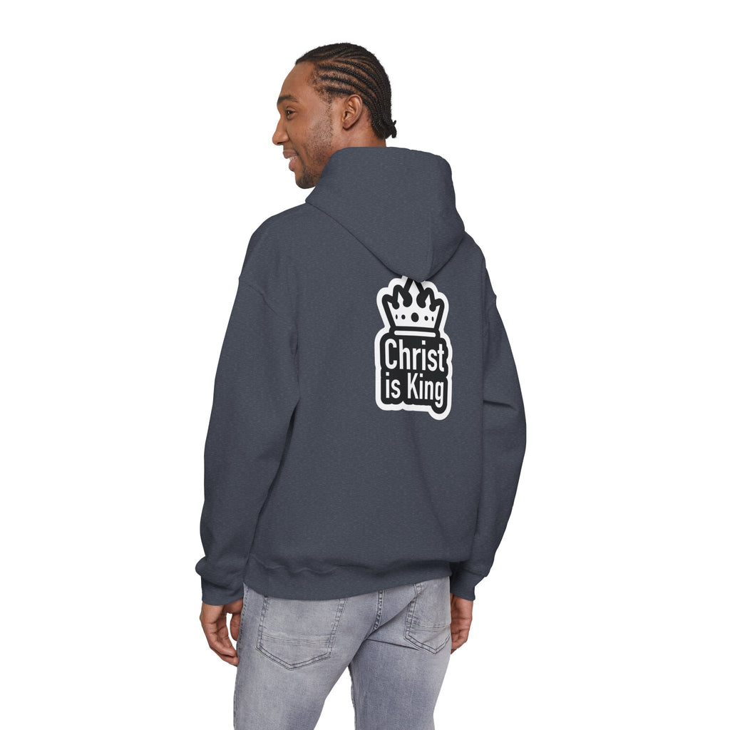Christ is King Hoodie – Bold Crown & Cross Christian Sweatshirt for Unshakable Faith Printify