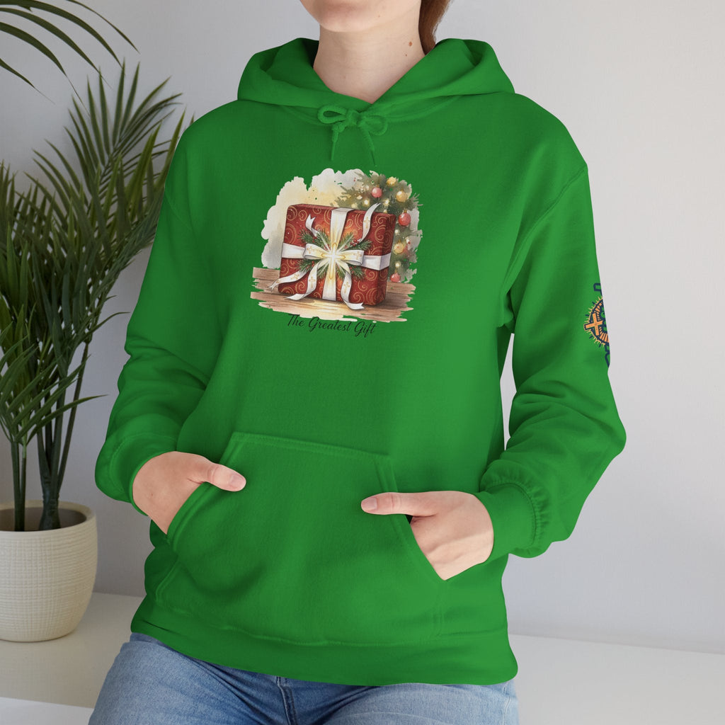 The Greatest Gift Hoodie – Cross Bow Present Christian Hoodie for Christmas Salvation & Eternal Faith Printify