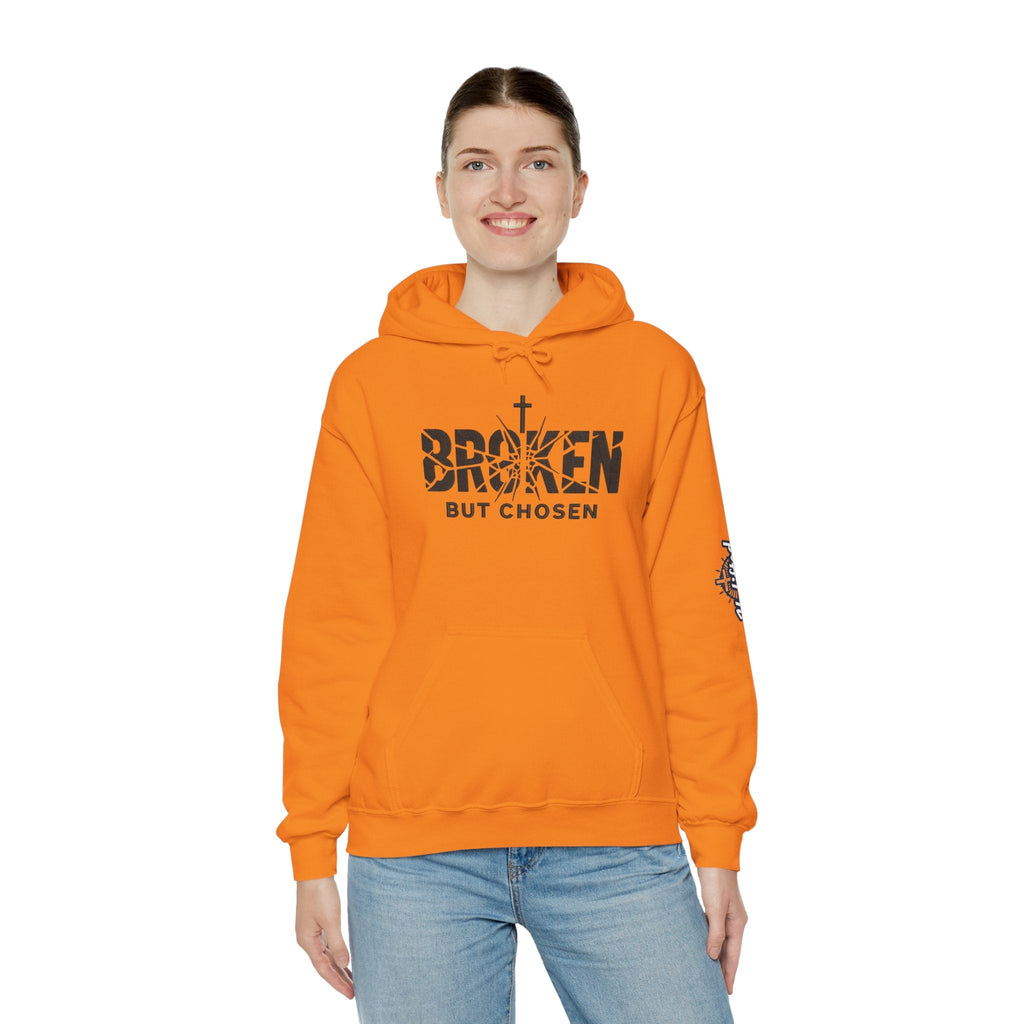 Broken But Chosen Hoodie — Christian Faith Graphic Sweatshirt Printify