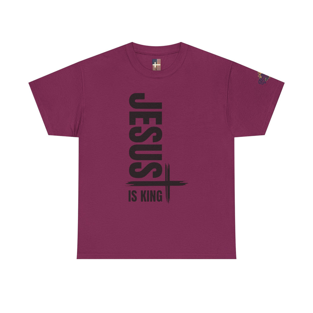 Jesus Is King T-shirt | Modern Typographic Cross Christian T-shirt Printify