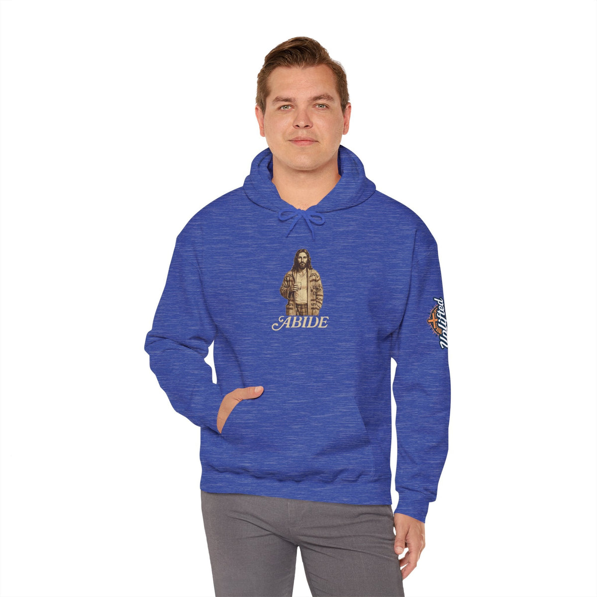 Abide Jesus Hoodie — Vintage 'The Dude' Religious Graphic Hoodie Printify