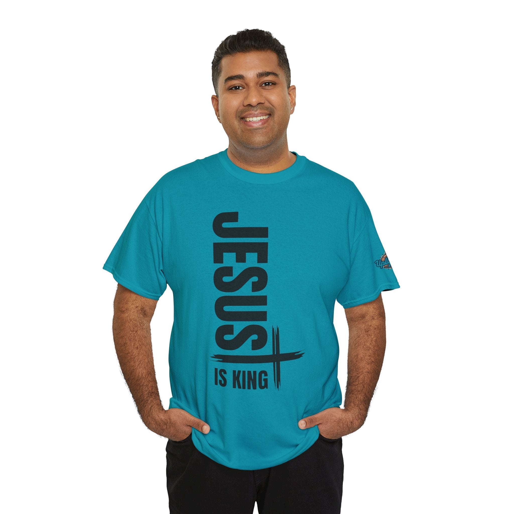 Jesus Is King T-shirt | Modern Typographic Cross Christian T-shirt Printify