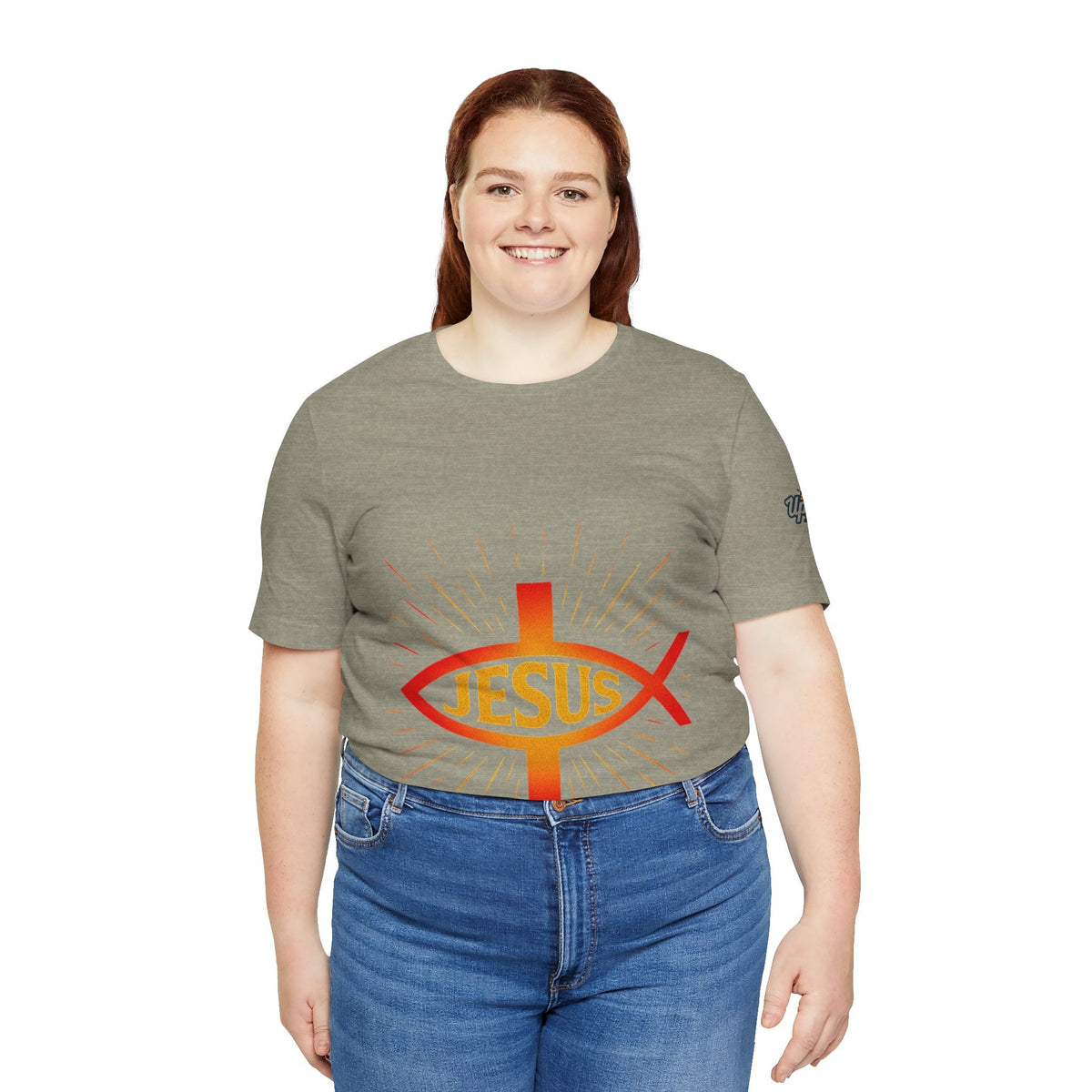 Jesus Ichthys T-shirt – Christian Fish Symbol with Cross & Jesus Inscription T-shirt for Eternal Faith & Streetwear Printify