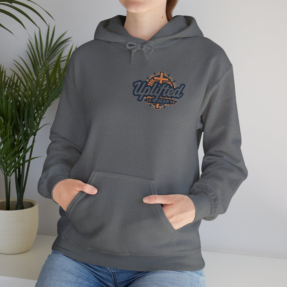Uplifted Gear Christian Hoodie – Bold Logo Faith Hoodie for Inspired Living Printify