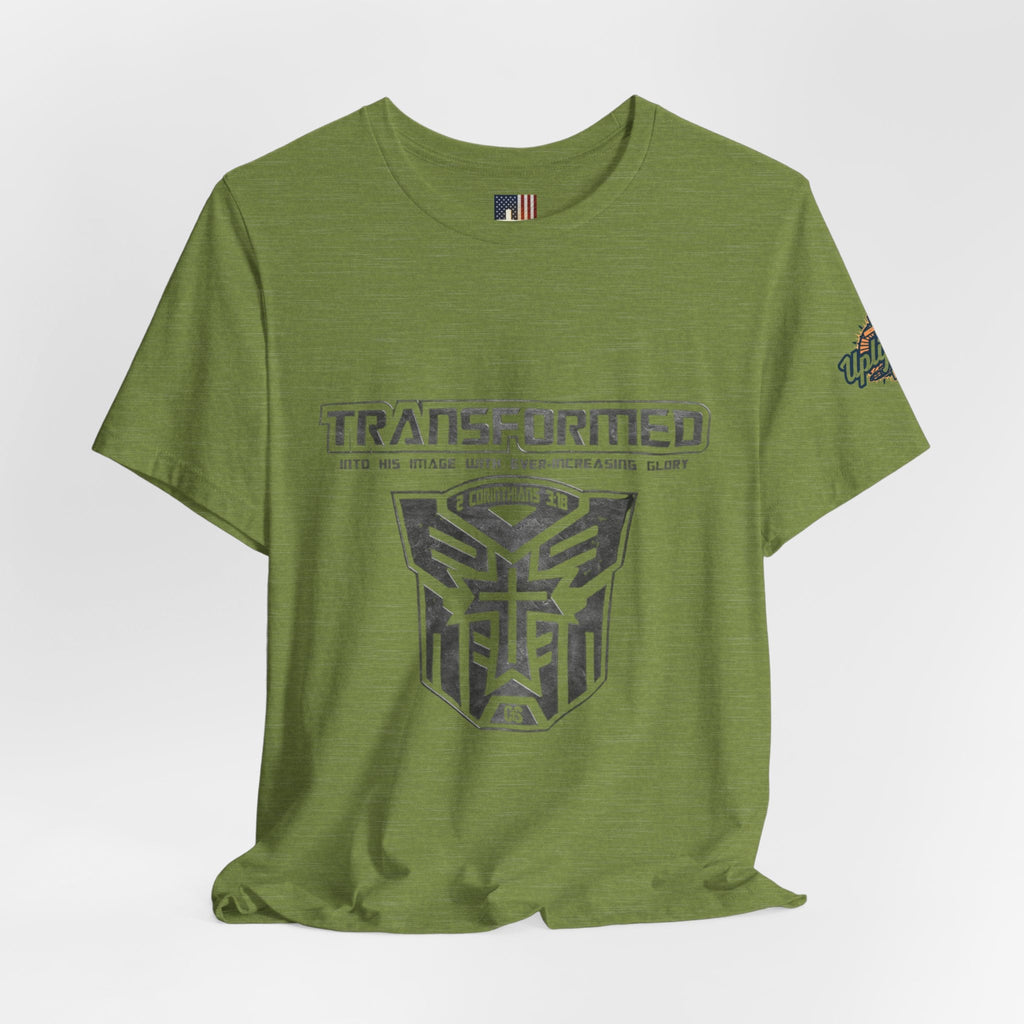 Transformer Logo Christian T-shirt | 2 Corinthians 3:18 Bible Verse T-shirt Printify