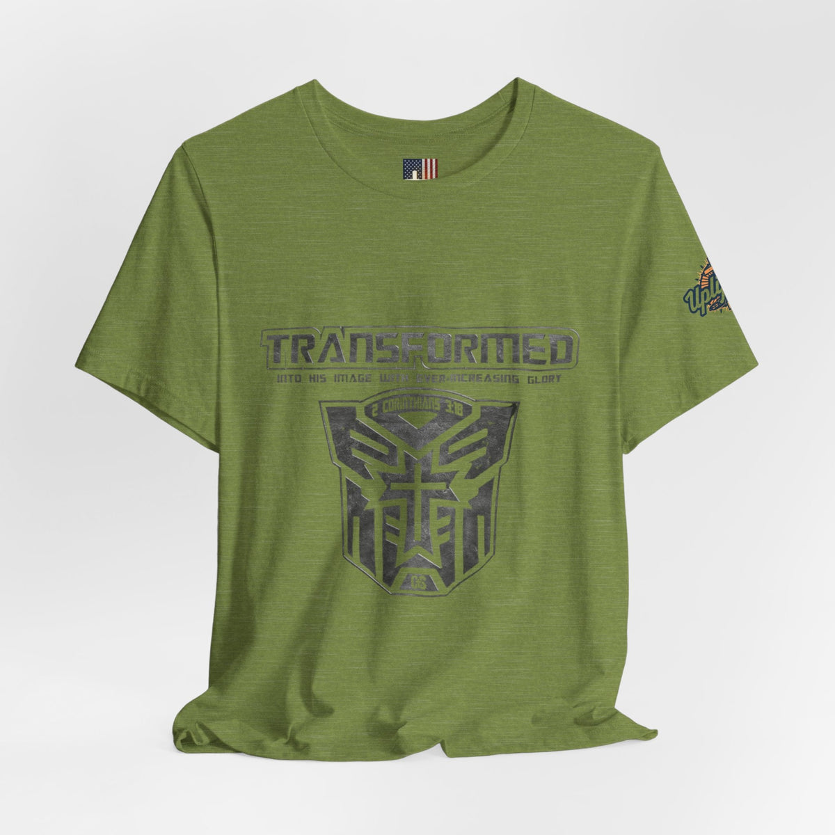 Transformer Logo Christian T-shirt | 2 Corinthians 3:18 Bible Verse T-shirt Printify