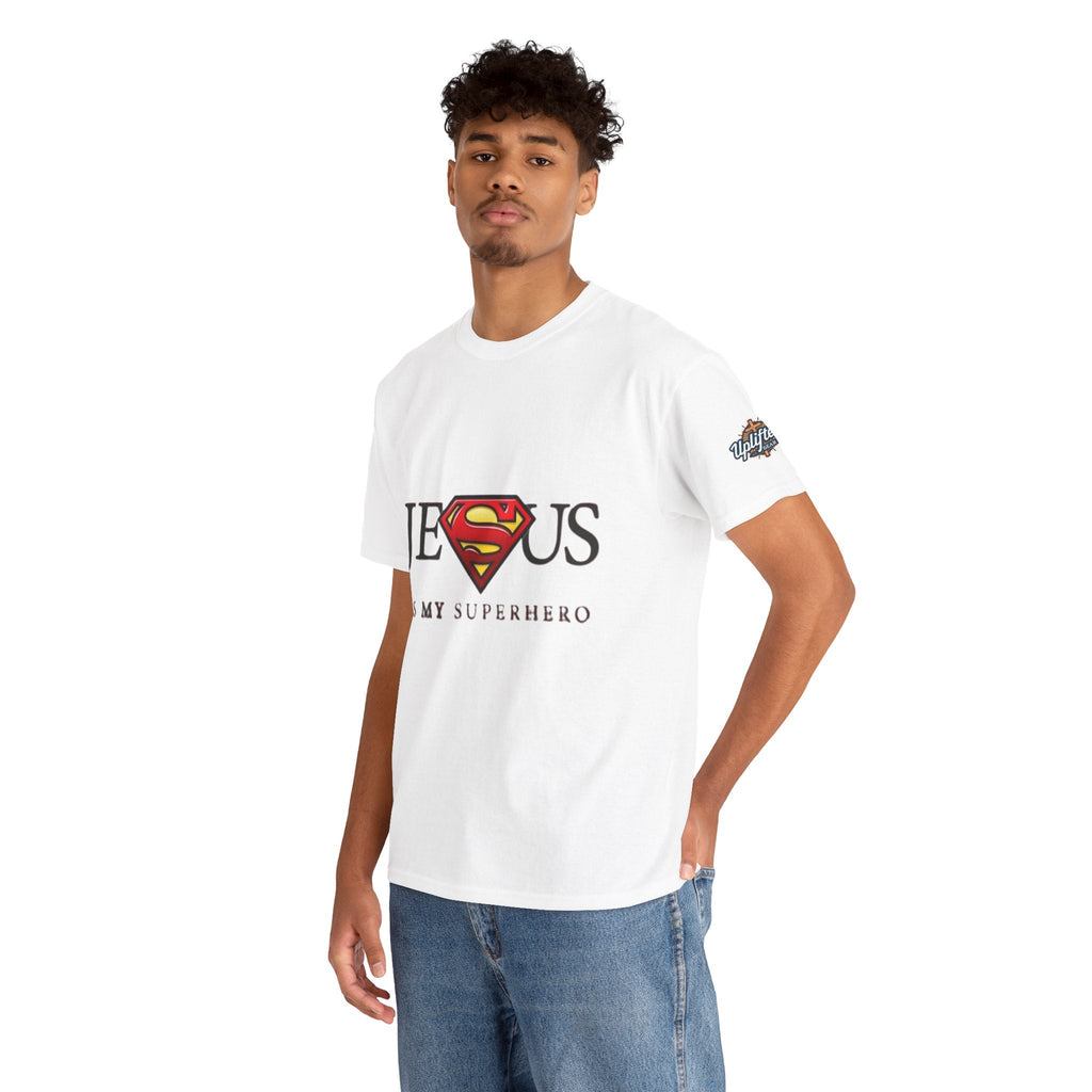 Jesus Is My Superhero T-Shirt — Faith-Based Superman-Inspired Tee Printify